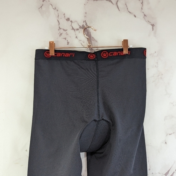 Canari Cycling Shorts Mens XL Padded Bike Black Red Spandex Stretch Athletic - Picture 5 of 9